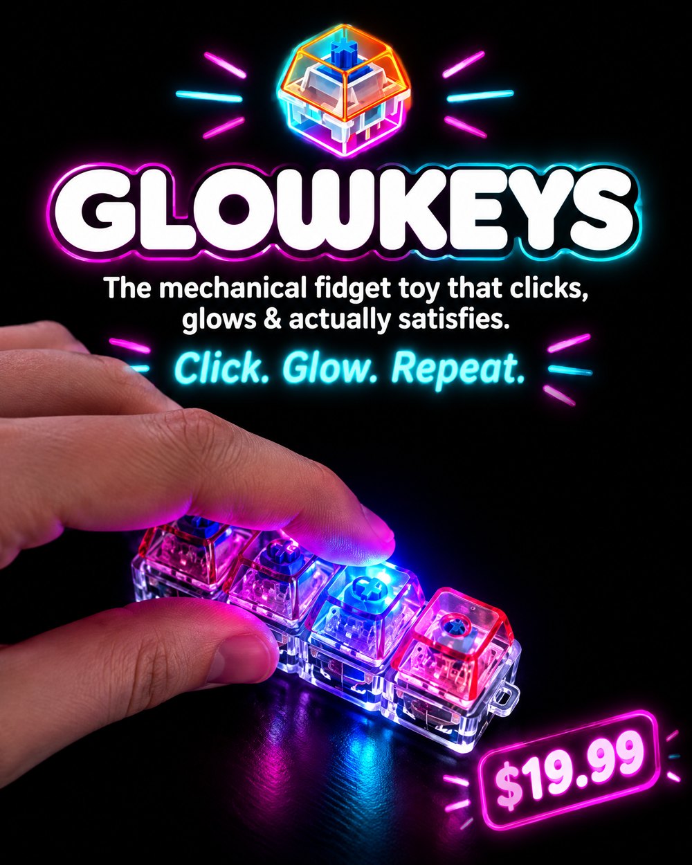 GlowKeys – the mechanical fidget toy that clicks, glows and satisfies